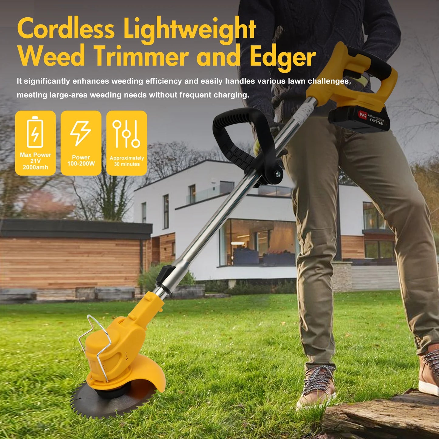 Cordless Grass Trimmer Three In One Edger And Mower