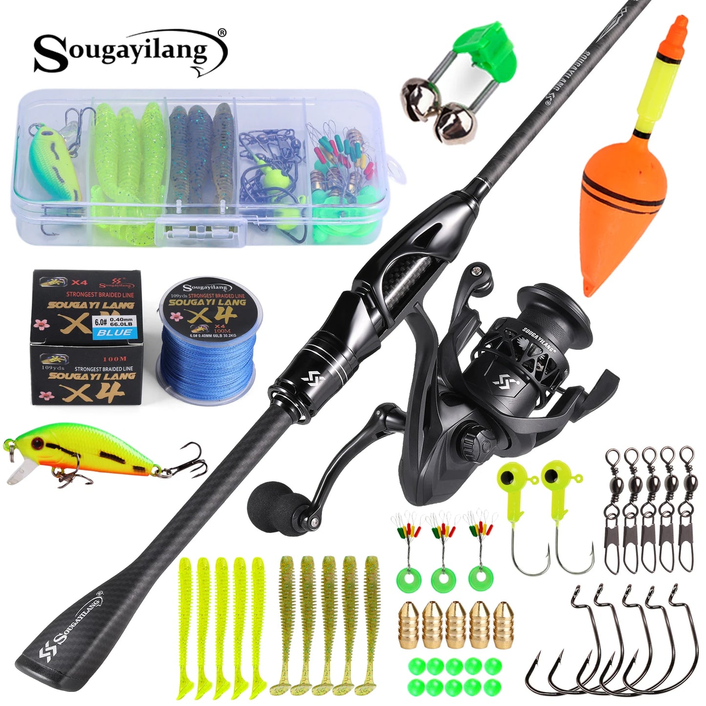 Sougayilang Fishing Rod And Reel Combo Kit With Line