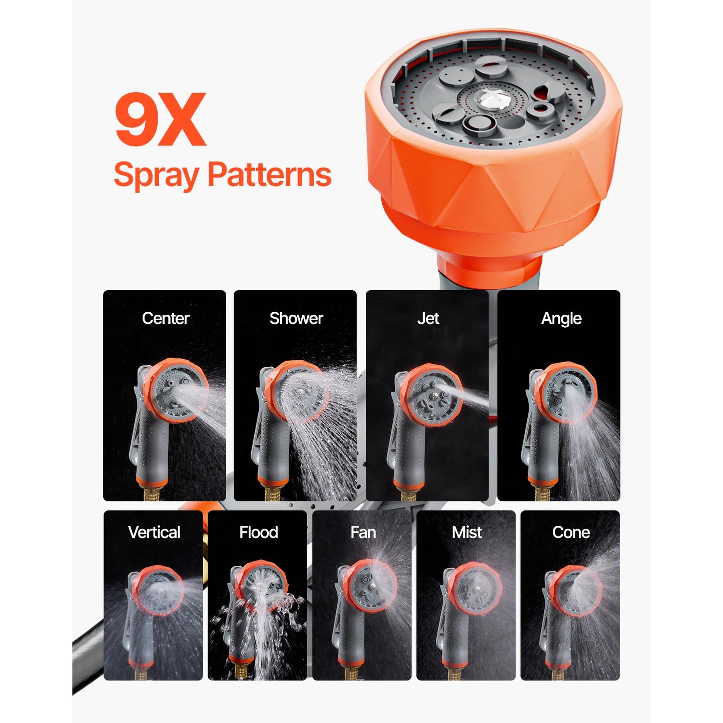 SucceBuy Retractable Garden Hose Reel With 9Pattern Nozzle