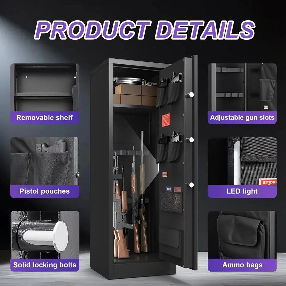 Gun Safe Cabinet With Dual Alarm For Rifles Pistols Shotguns