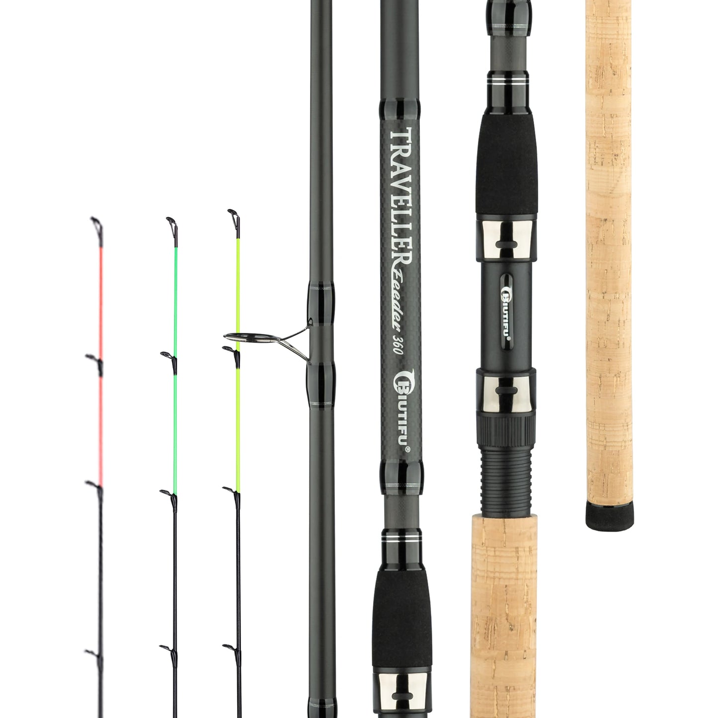 BIUTIFU Traveller Feeder Carp Fishing Rod Three Tip Travel Spinning