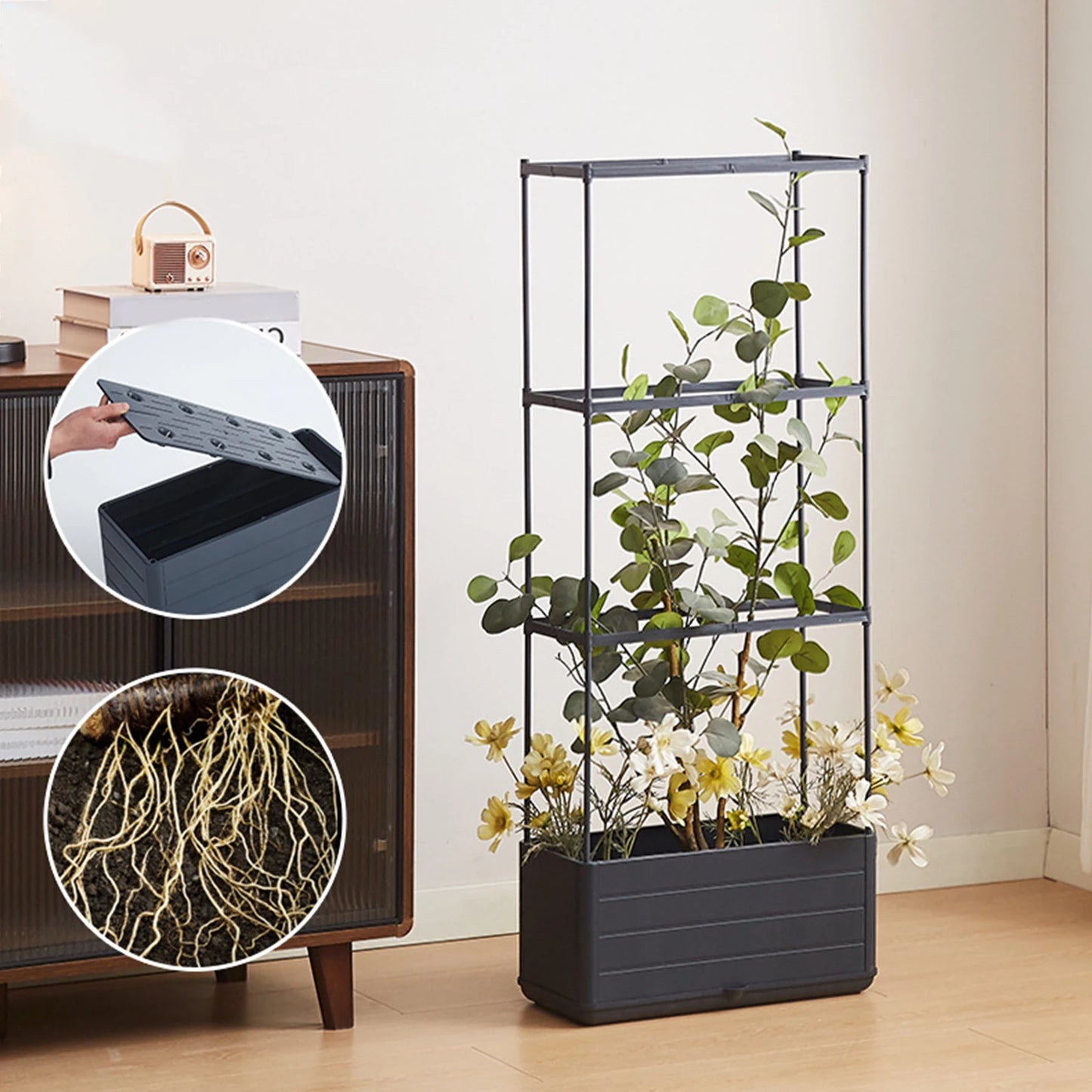 Raised Garden Bed Planter With Trellis Self Watering Plant Support