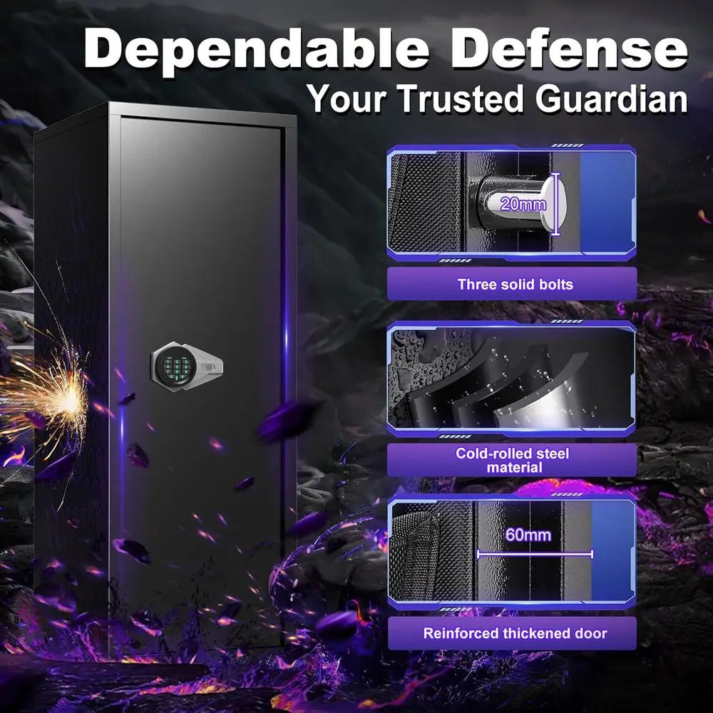 Gun Safe Cabinet With Dual Alarm For Rifles Pistols Shotguns