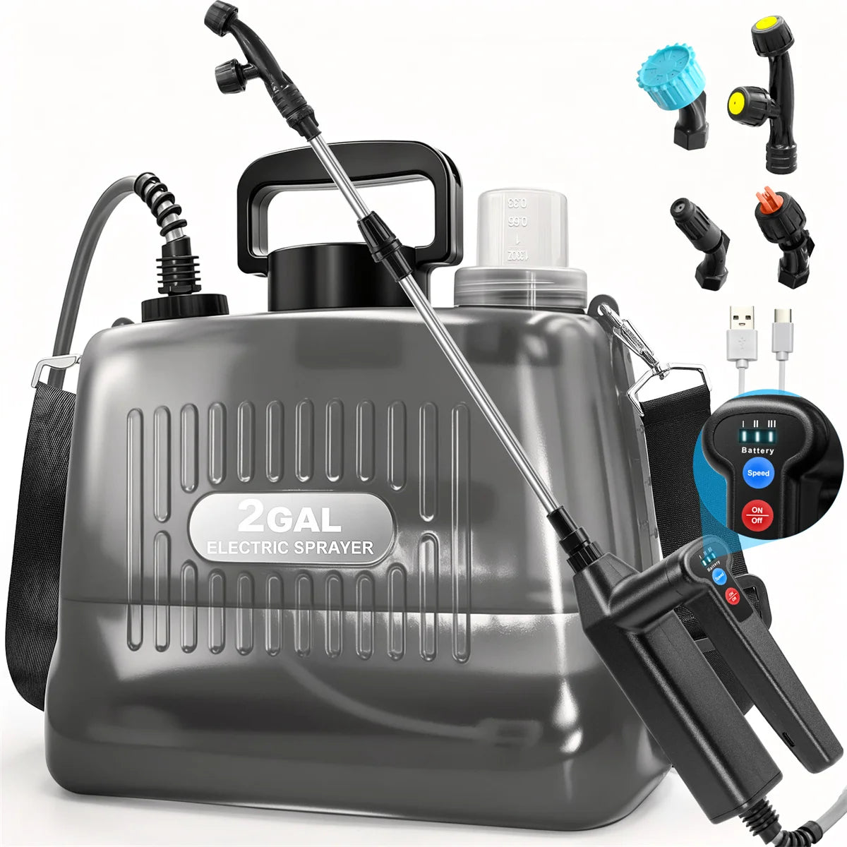 Battery Powered Garden Sprayer With Three Pressure Levels Extendable Wand