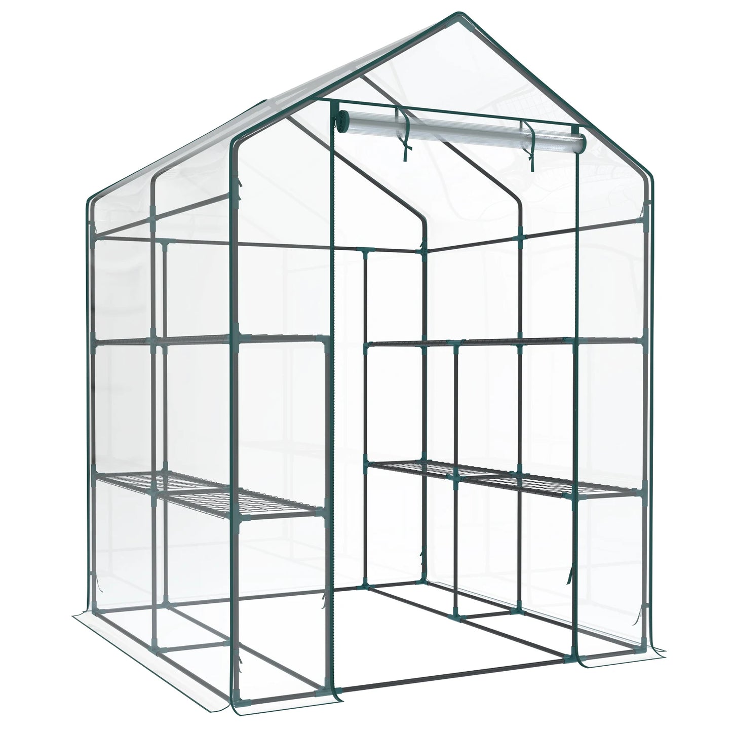 Walk-In Portable Greenhouse With Shelves For Indoor Outdoor Gardening