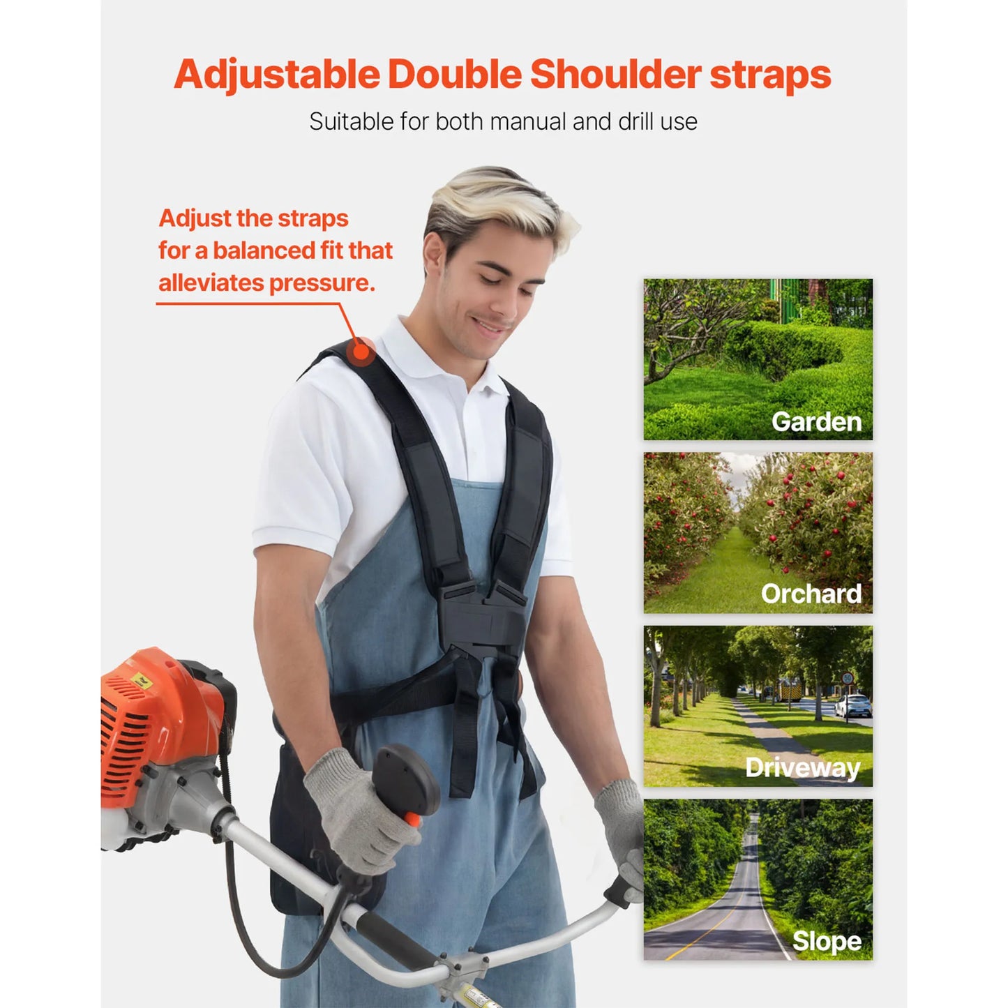 Cordless Gas Powered Trimmer 26/43/52cc with Shoulder Strap