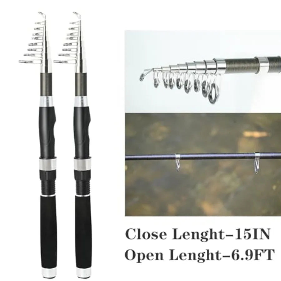 Carbon Fiber Fishing Rod And Spinning Reel Combo Set