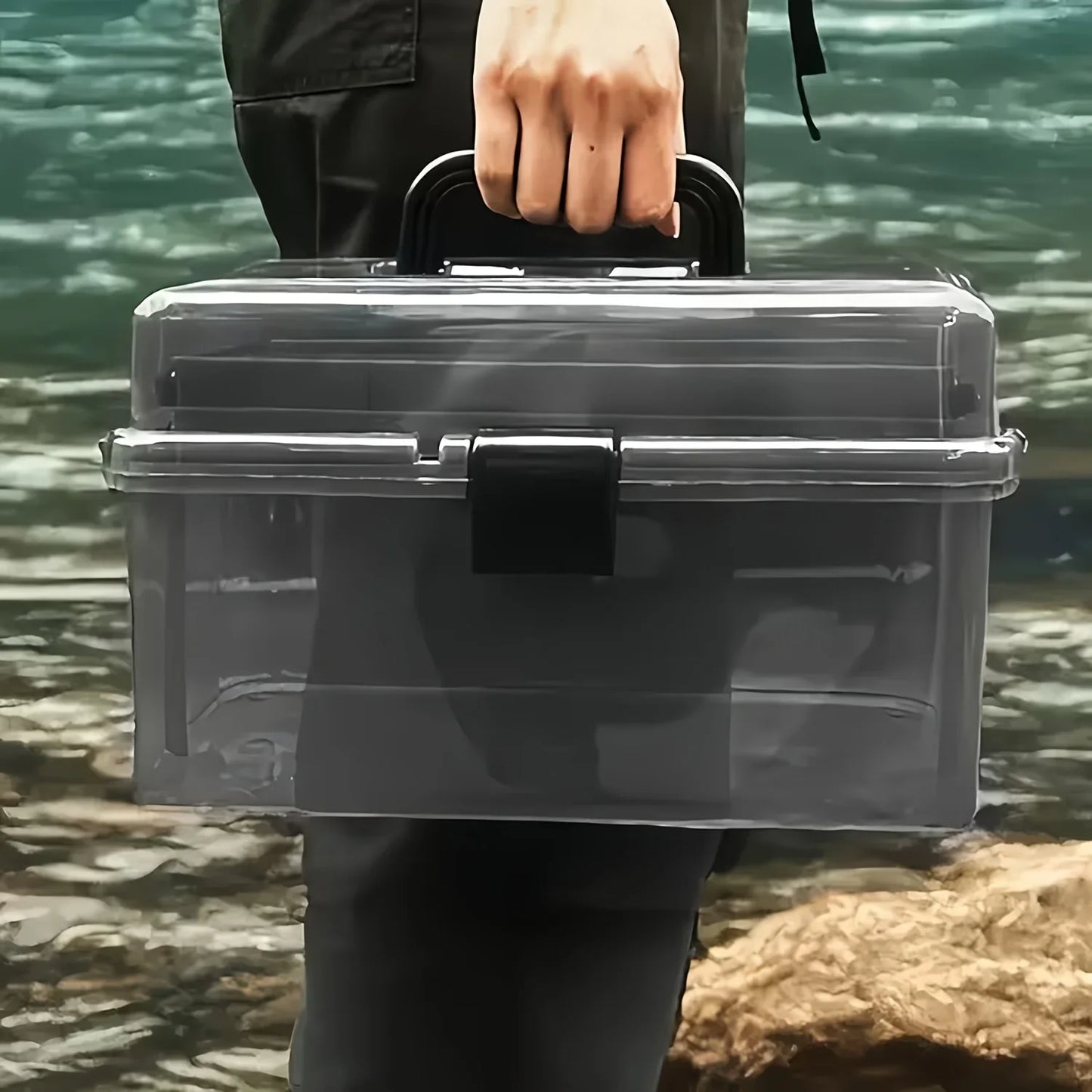 Durable PE Fishing Gear Box With Locking Lid High Capacity