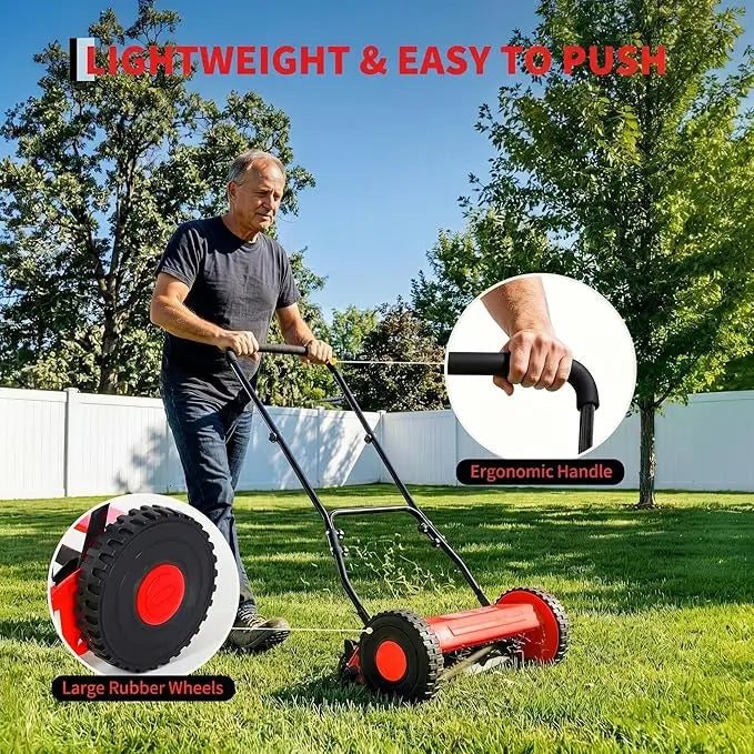 Manual Push Lawn Mower Walk Behind For Yards And Garden