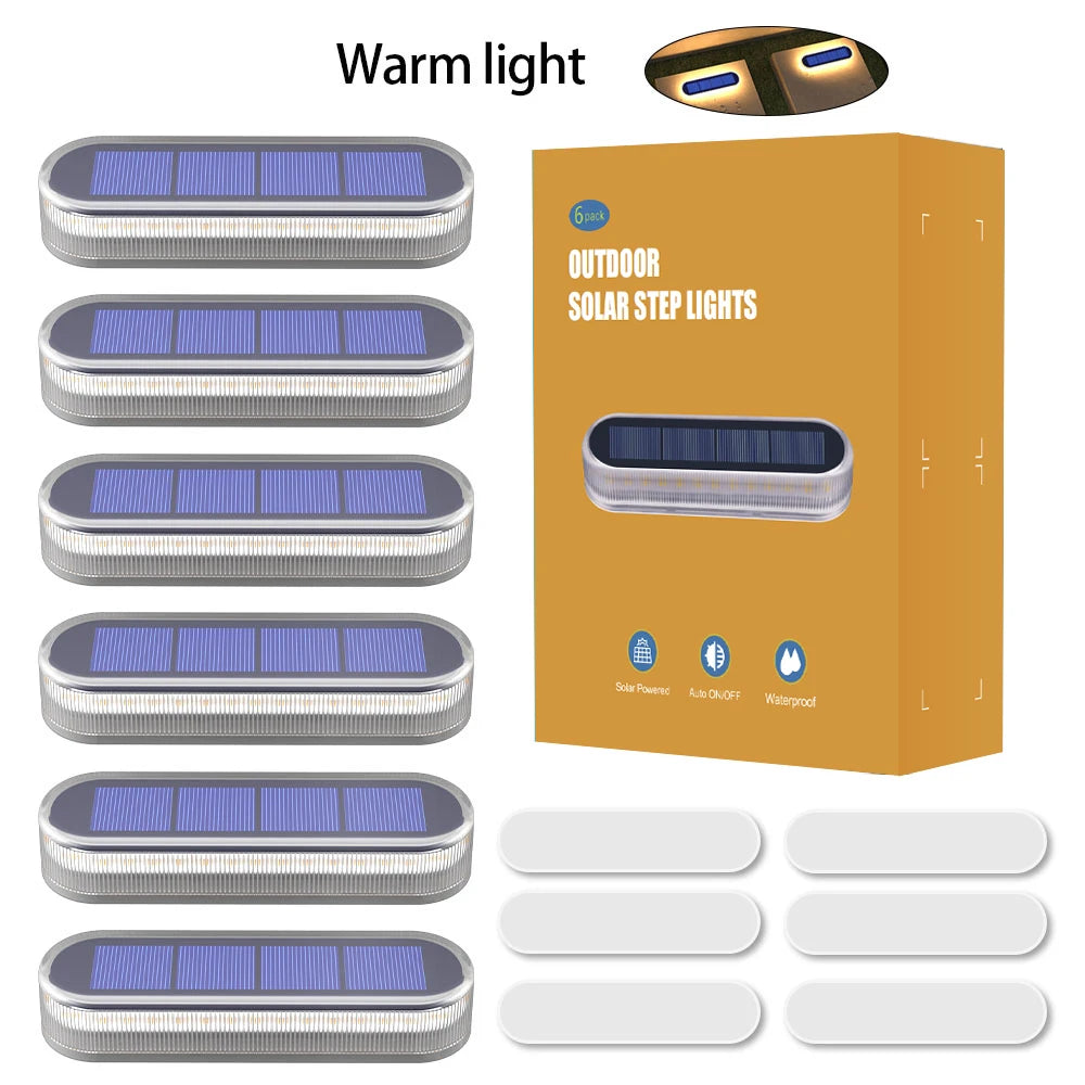 4 Pack Solar Deck Lights IP68 Waterproof Auto On Off LED Step Lights For Path