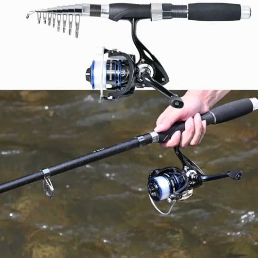Carbon Fiber Fishing Rod And Spinning Reel Combo Set