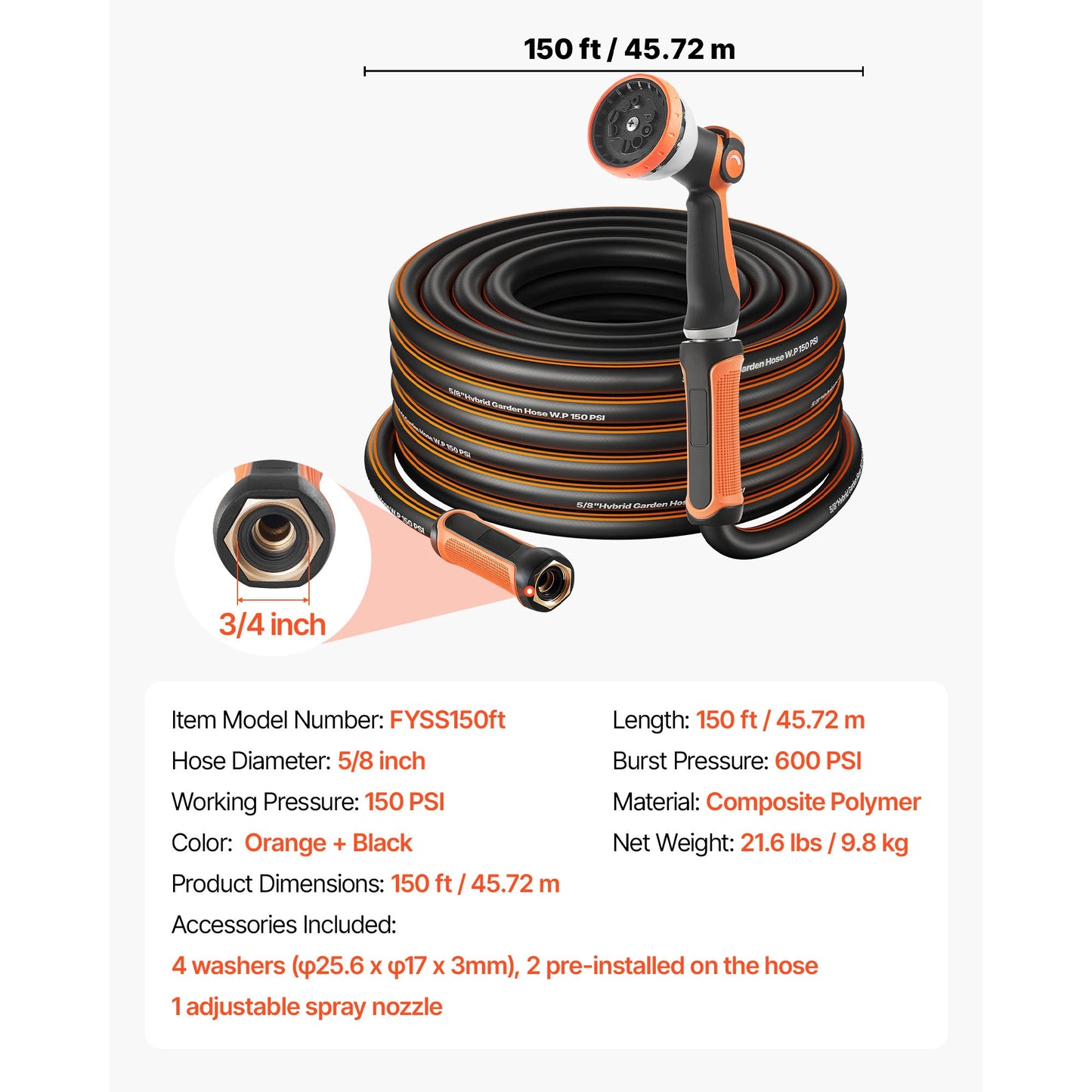 Garden Hose Heavy Duty Flexible Non Kink Outdoor Water Hose Lightweight