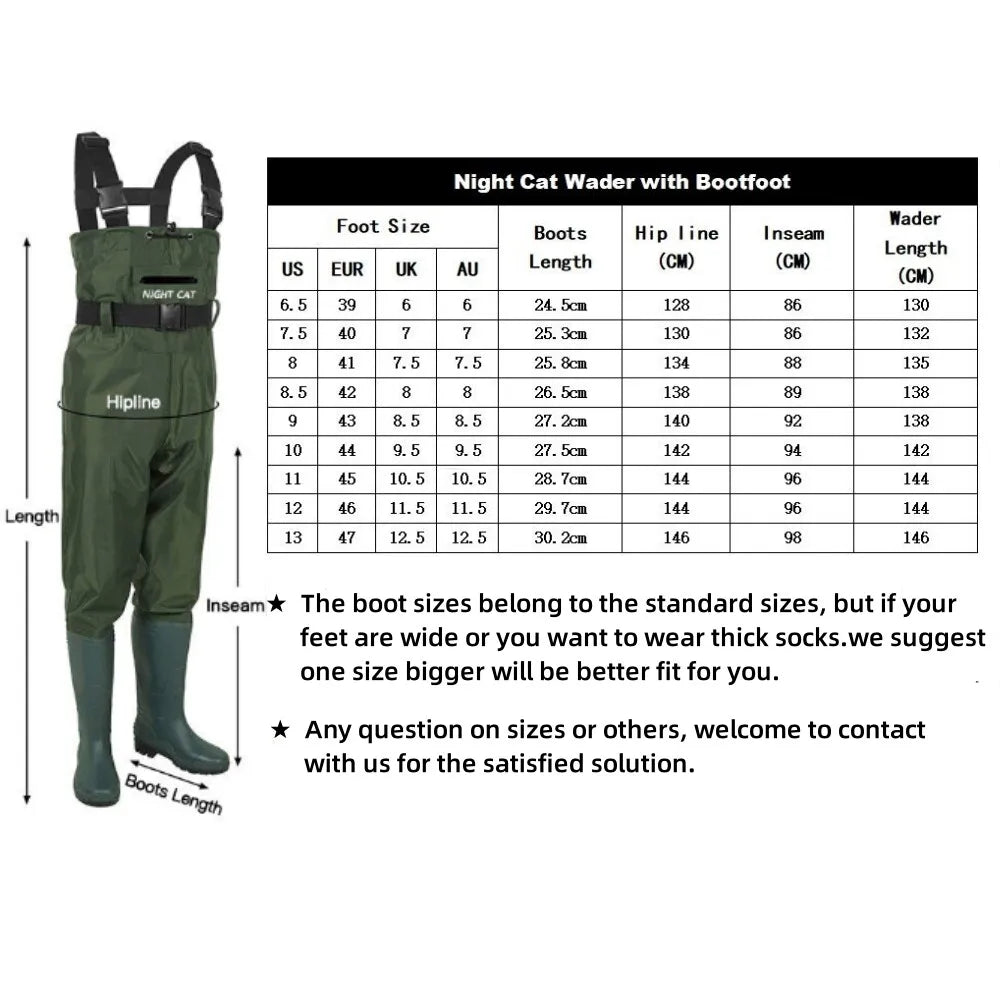 Night Cat Unisex Waterproof Chest Wader With Boots