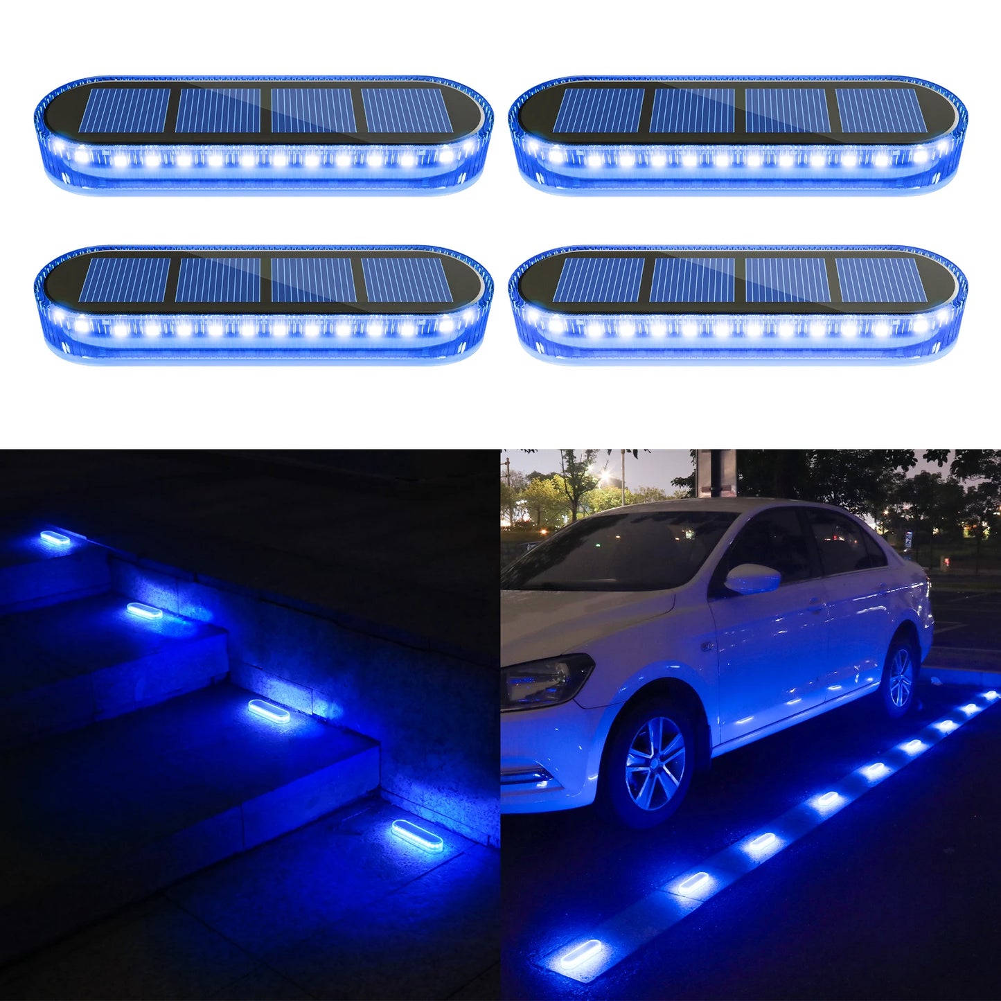Solar LED Deck Lights 4 Pack IP68 Waterproof Outdoor Garden
