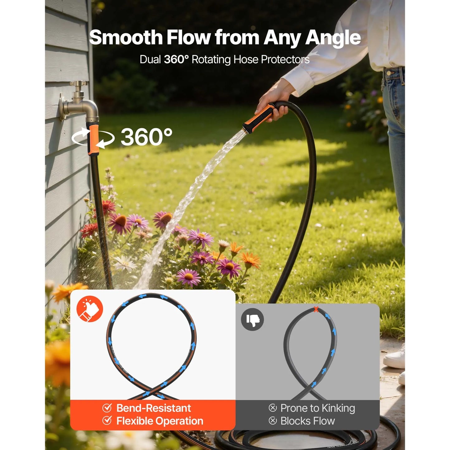 Garden Hose Heavy Duty Flexible Non Kink Outdoor Water Hose Lightweight