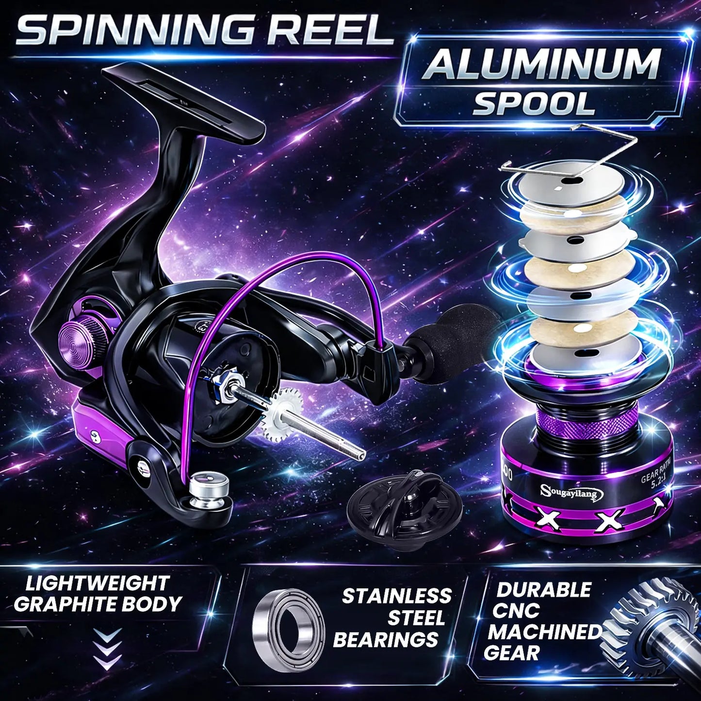 Sougayilang Spinning Rod and Reel Combo Ultralight Freshwater Set
