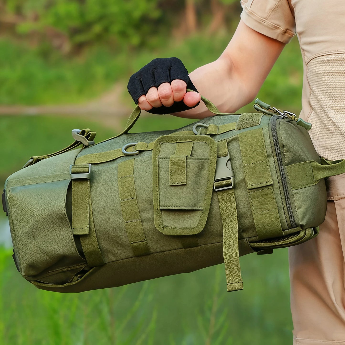 Multifunctional Fishing Backpack Tackle Bag With Rod Holders Waterproof Nylon