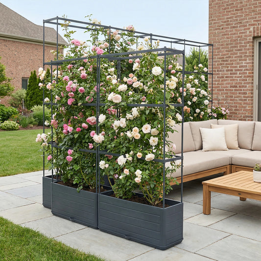 Raised Garden Bed Planter With Trellis Self Watering Plant Support - Parry's Picks