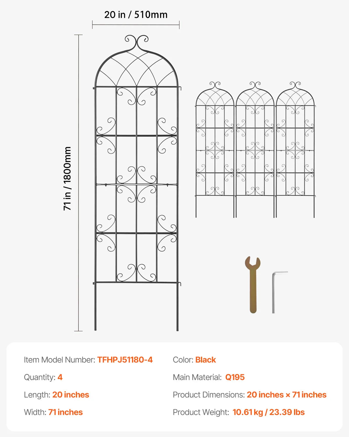 SucceBuy Metal Garden Trellis for Climbing Plants Outdoor Decor