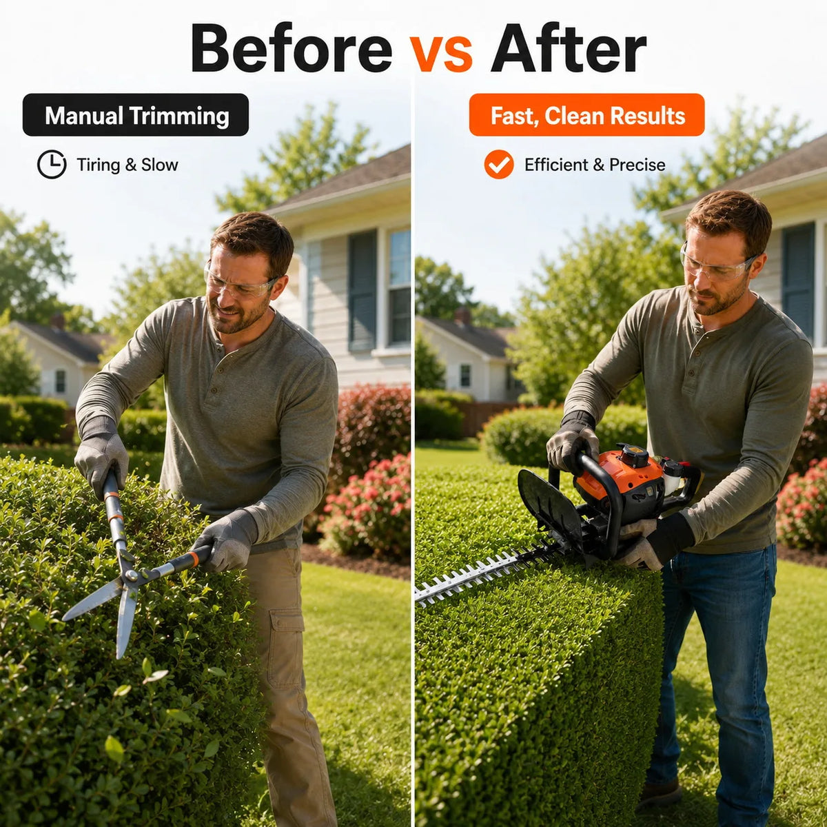 Gas Powered Hedge Trimmer With Dual Action Blade For Shrubs - Parry's Picks