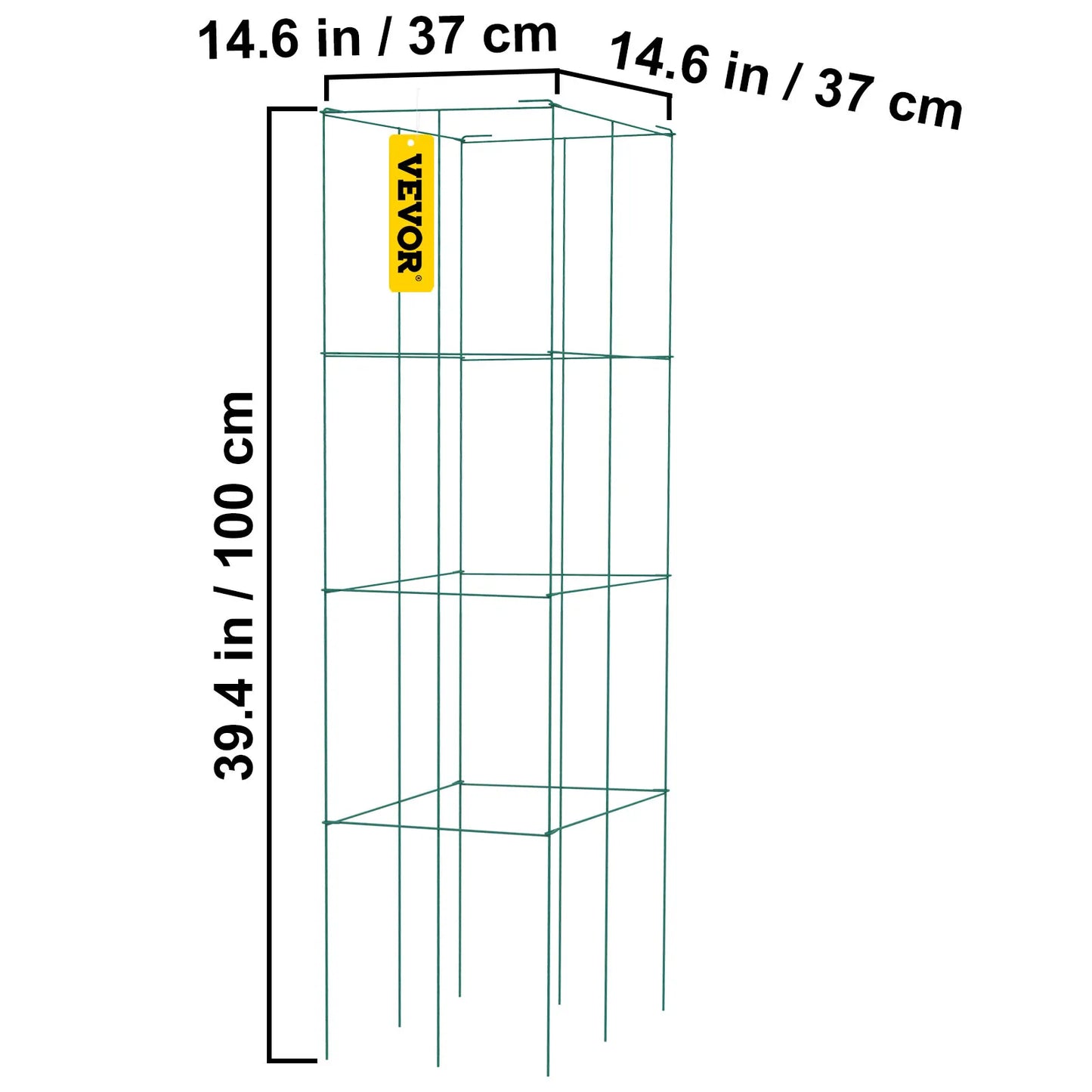 Tomato Cage Set Square Steel Plant Supports PVC Coated Pack