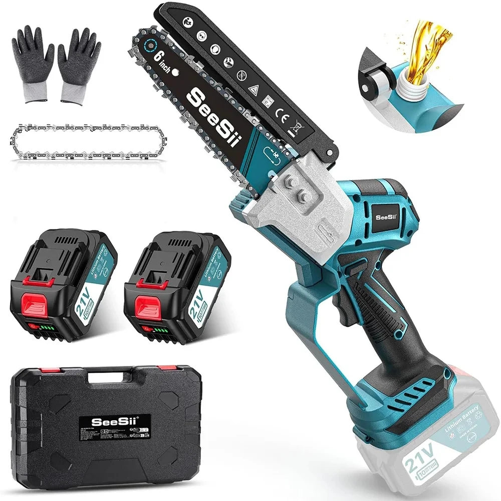 Seesii Cordless Mini Chainsaw Electric Pruning Saw Rechargeable Woodworking