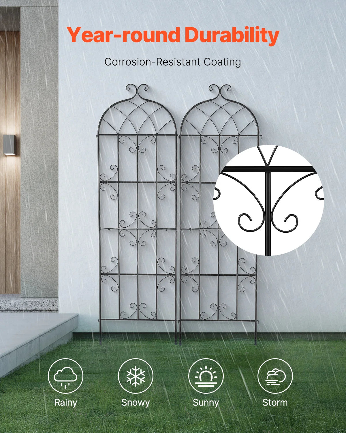 SucceBuy Metal Garden Trellis for Climbing Plants Outdoor Decor