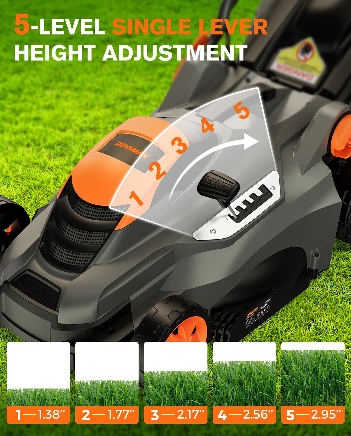DOVAMAN 13 Amp Corded Lawn Mower With Single Lever Height