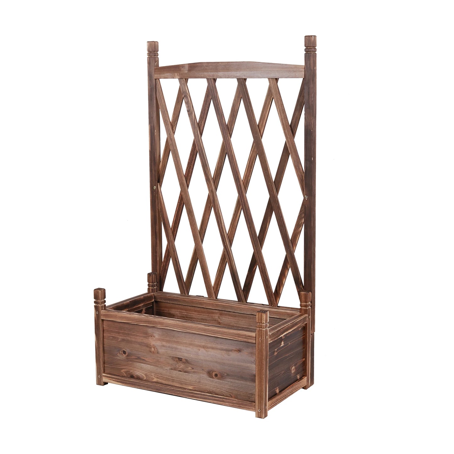 Raised Wooden Garden Bed With Trellis Planter Box For Vegetables