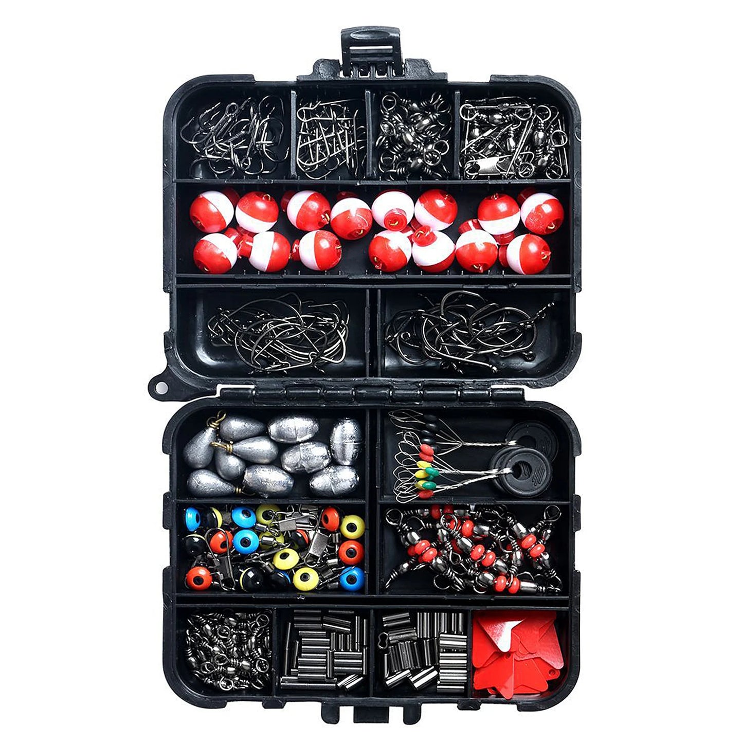 Docooler 263Pcs Fishing Accessories Set With Tackle Box Plier Jig Hooks Swivels