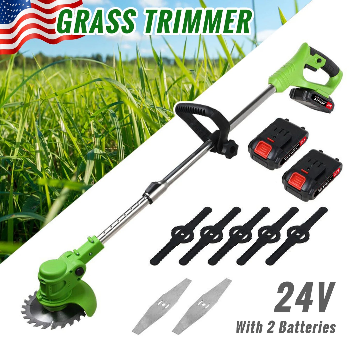 Electric Cordless 2 in 1 Weed Trimmer and Grass Cutter