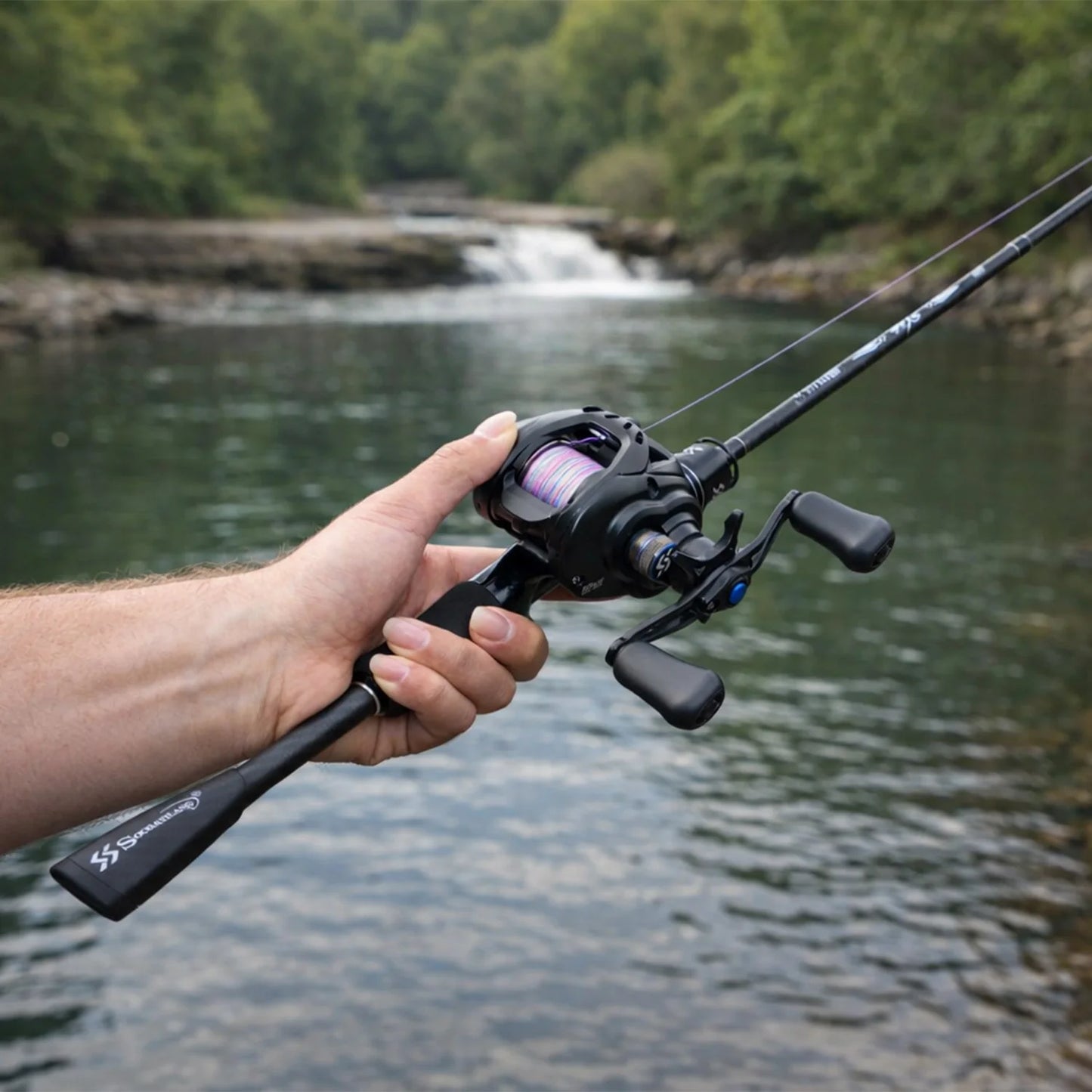 Sougayilang DC Baitcasting Reel And Carbon Rod Combo 7.2 To 1 Gear Ratio