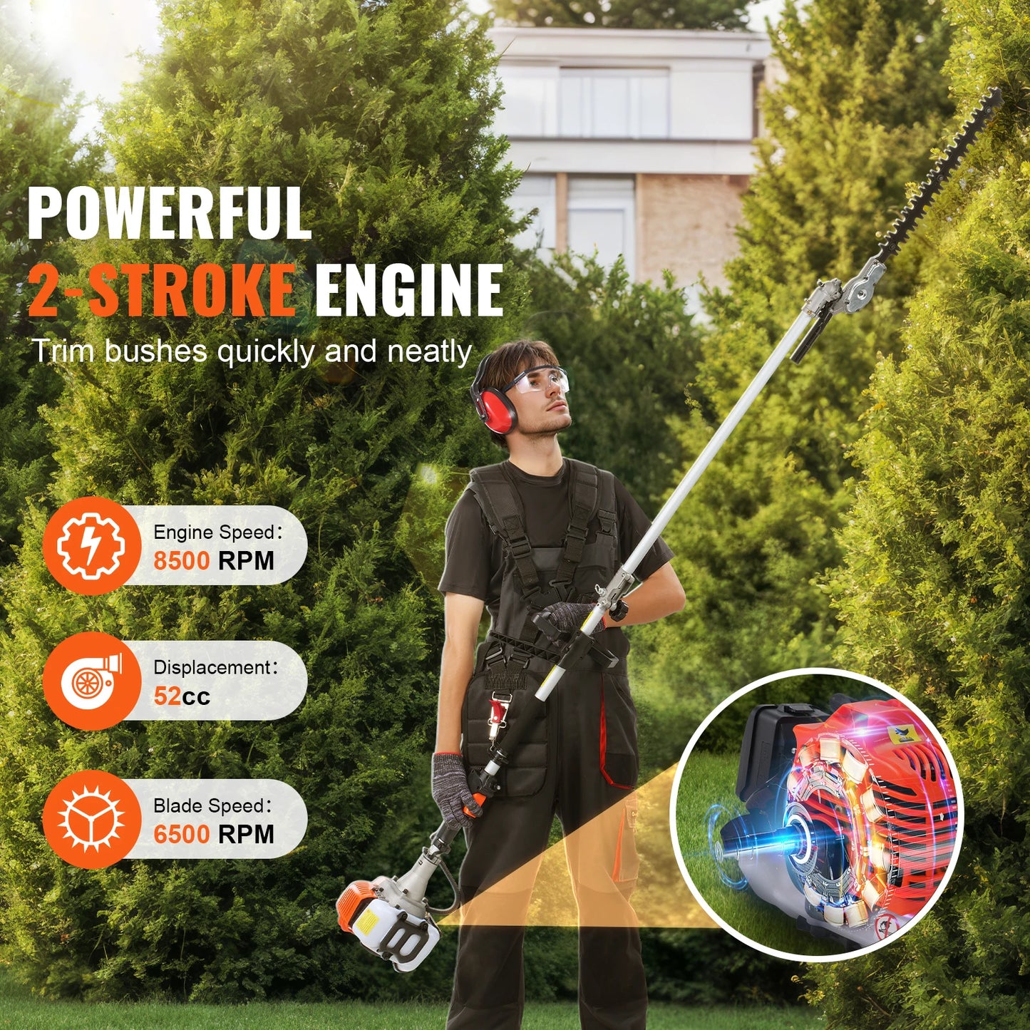 SucceBuy 6 In 1 Gas Trimmer Hedge Cutter Edger Pro