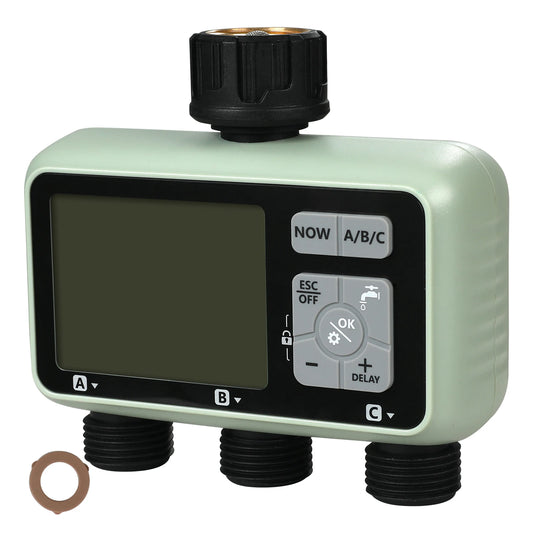 SucceBuy 3 Outlet Water Timer With LCD Display And Rain Delay - Parry's Picks