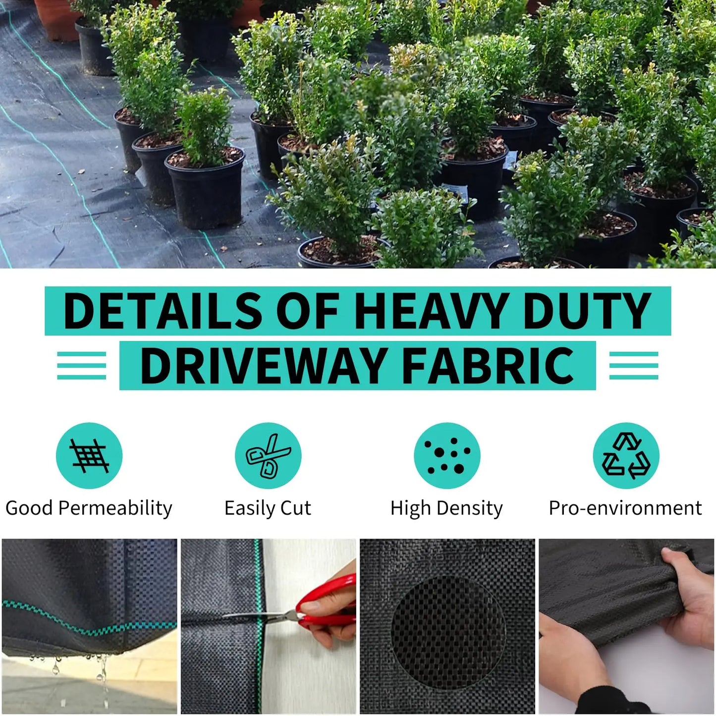 HiMISS Heavy Duty Weed Barrier Landscape Fabric for Garden