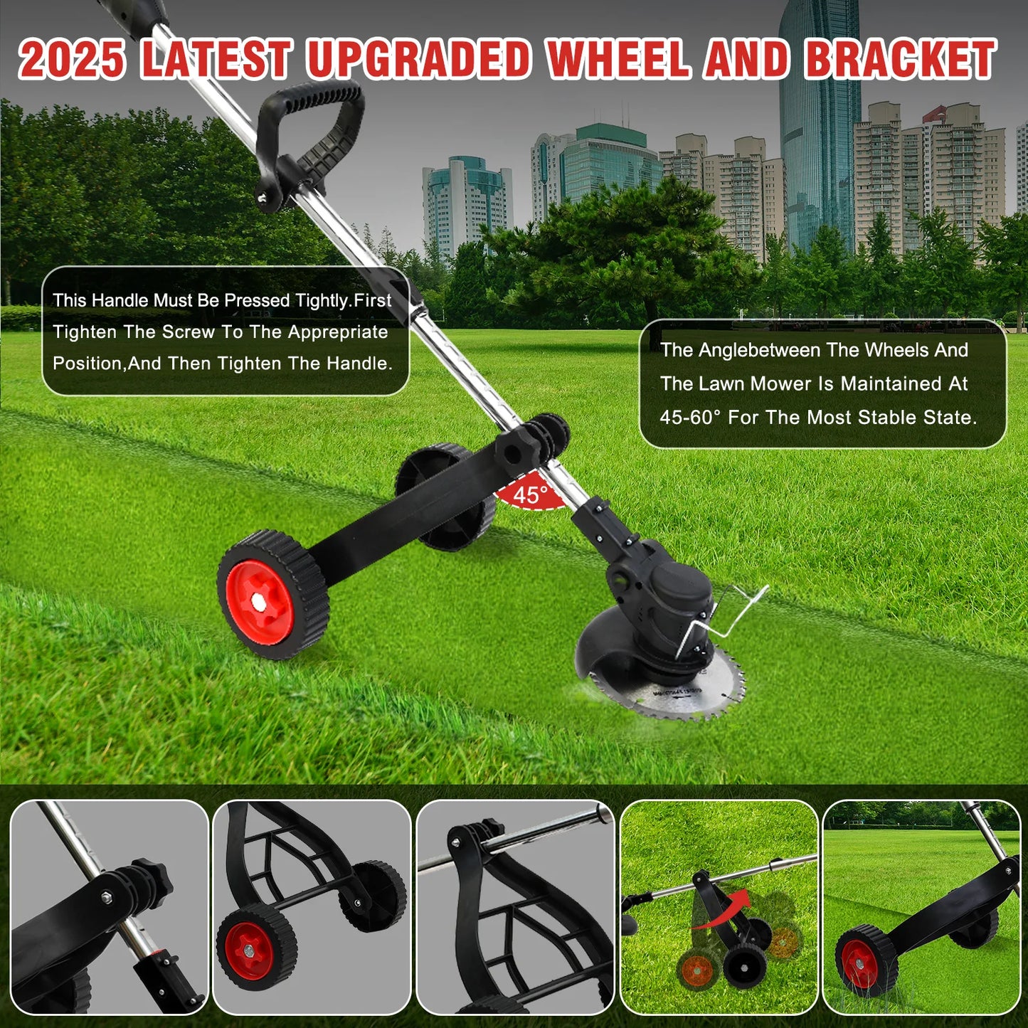 Cordless 21V Electric Lawn Mower Weed Trimmer With Brushless Motor