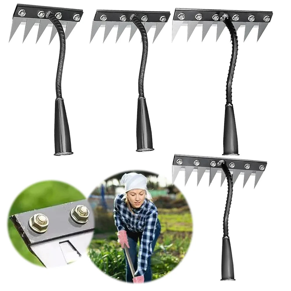 Carbon Steel Garden Weeding Nail Rake With Eight Teeth