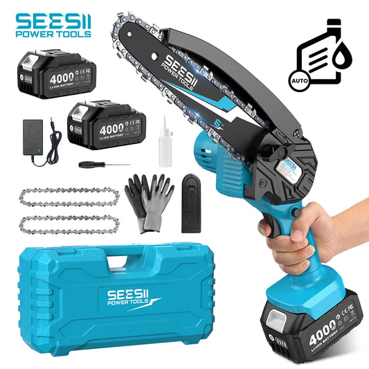 Seesii Cordless Mini Chainsaw Electric Pruning Saw Rechargeable Woodworking - Parry's Picks