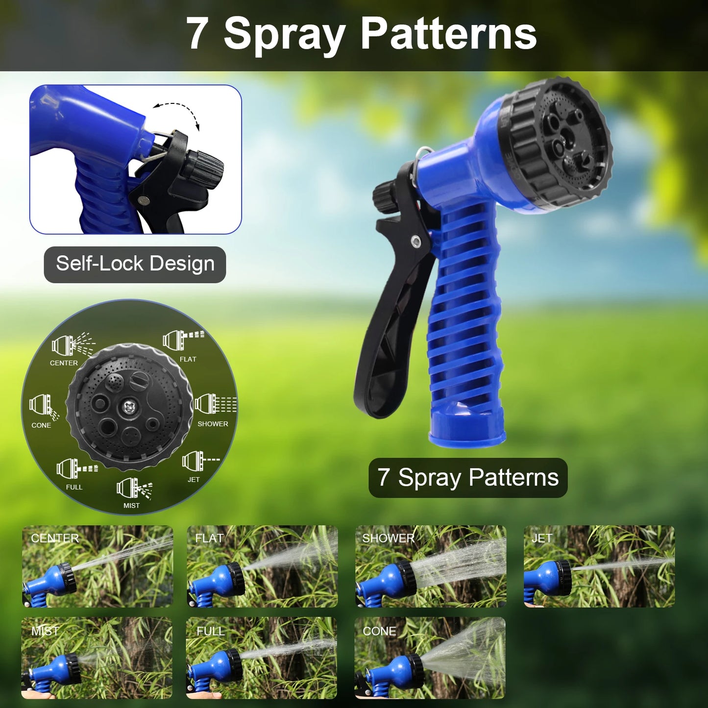 GardenJoy Expandable Garden Hose With 7 Function Spray Nozzle
