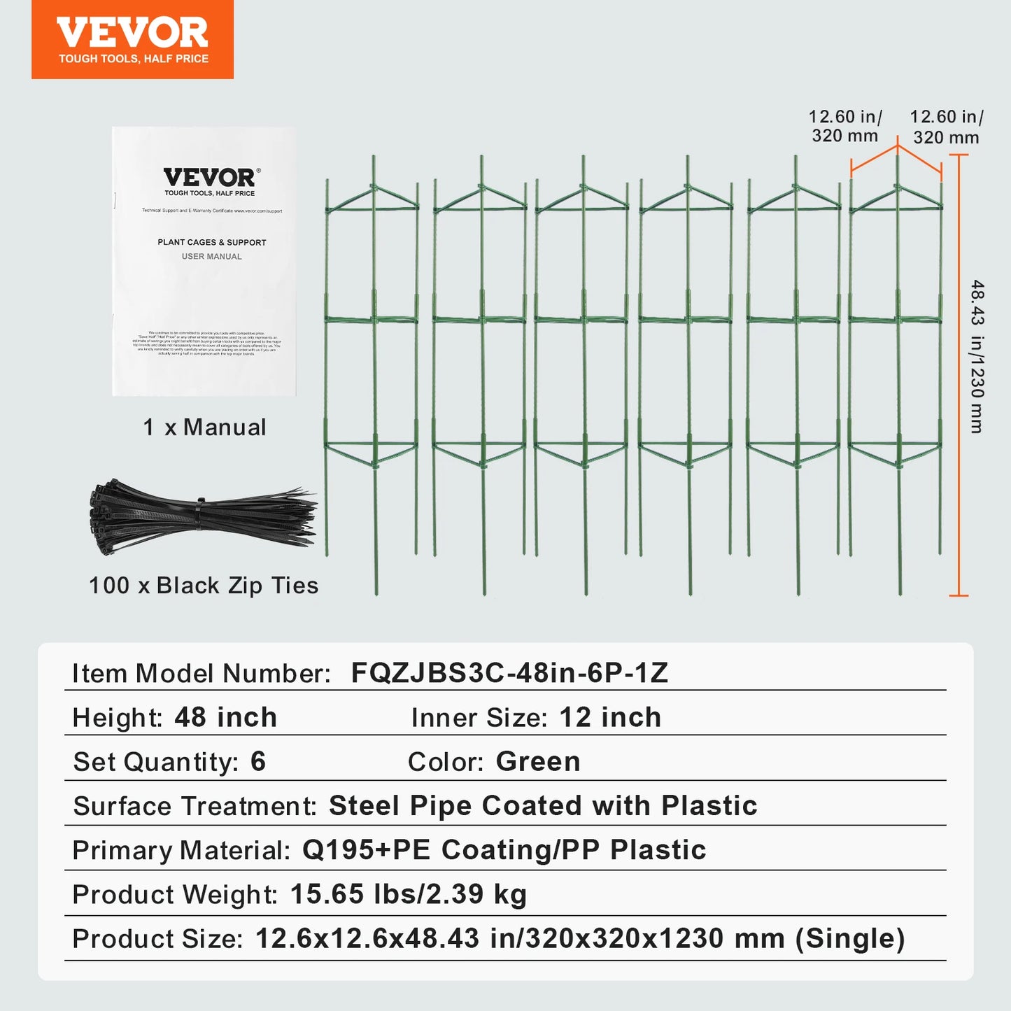 SucceBuy Tomato Cage Pack for Garden Support Trellis 6 Count
