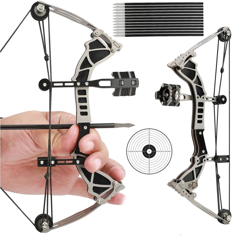 Mini Compound Bow Set 12lb With 12 Arrows For Target Practice