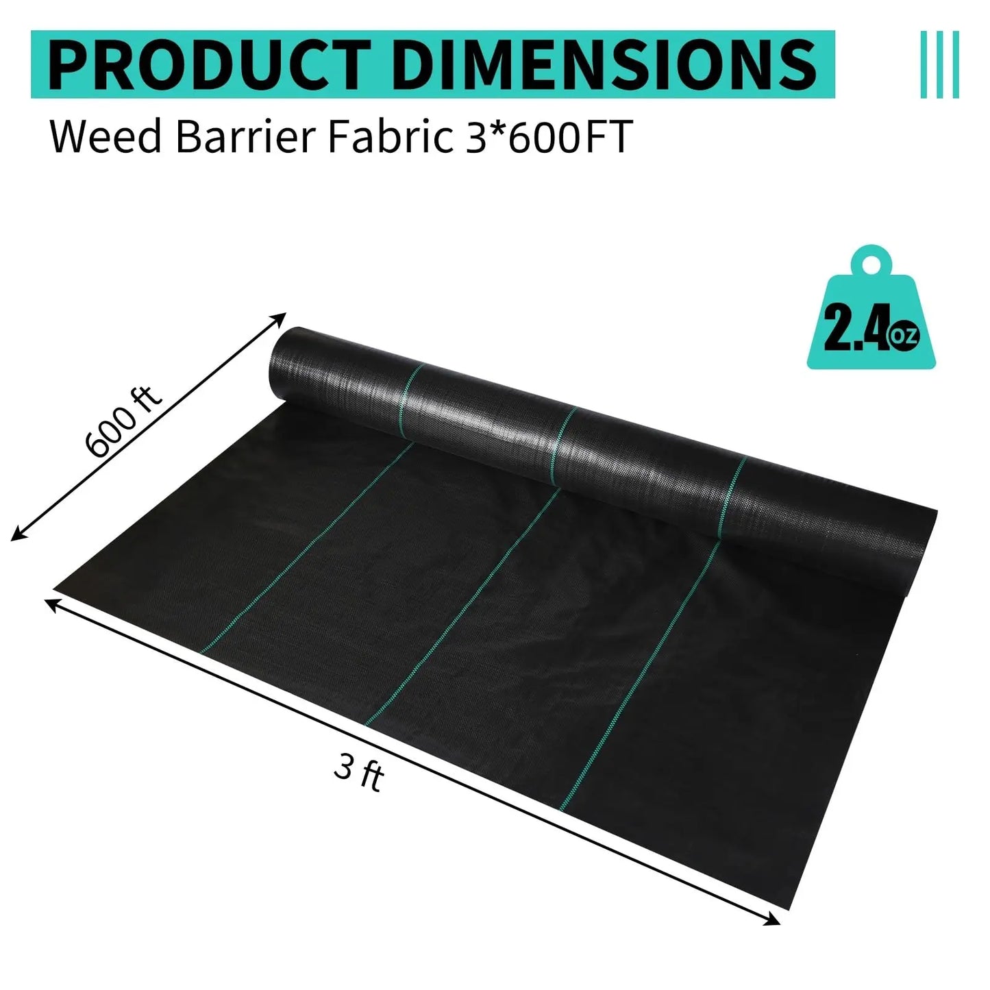 HiMISS Heavy Duty Weed Barrier Landscape Fabric for Garden