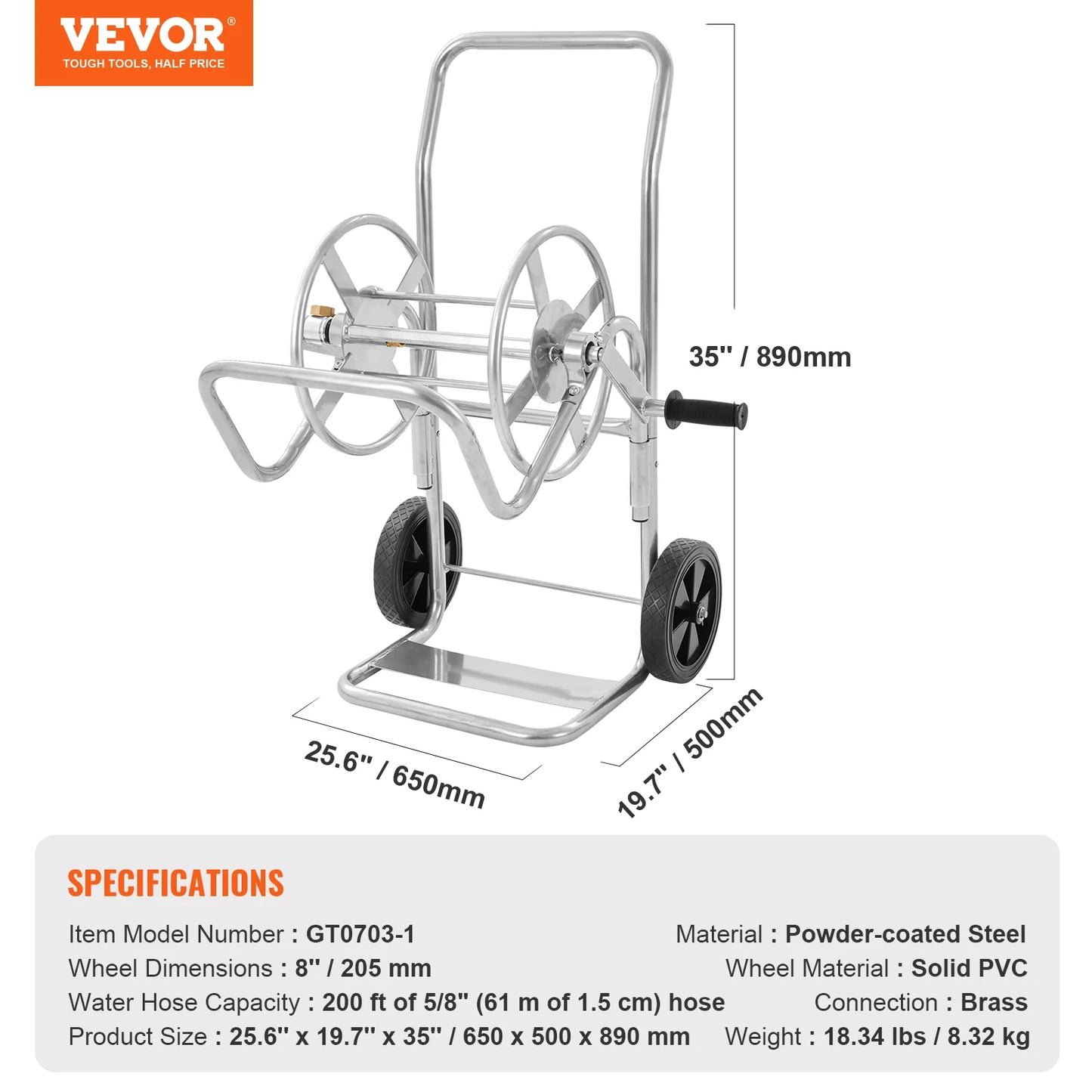 SucceBuy Hose Reel Cart 250ft Heavy Duty Garden Hose Reel With Basket