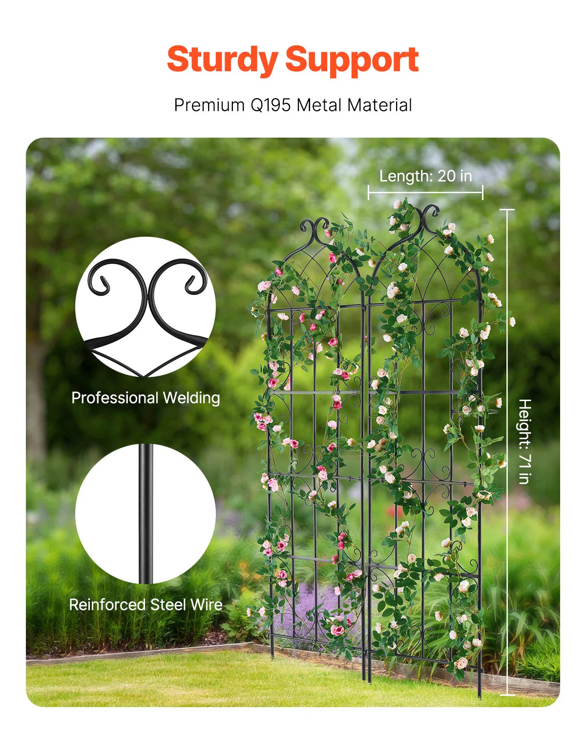 SucceBuy Metal Garden Trellis for Climbing Plants Outdoor Decor
