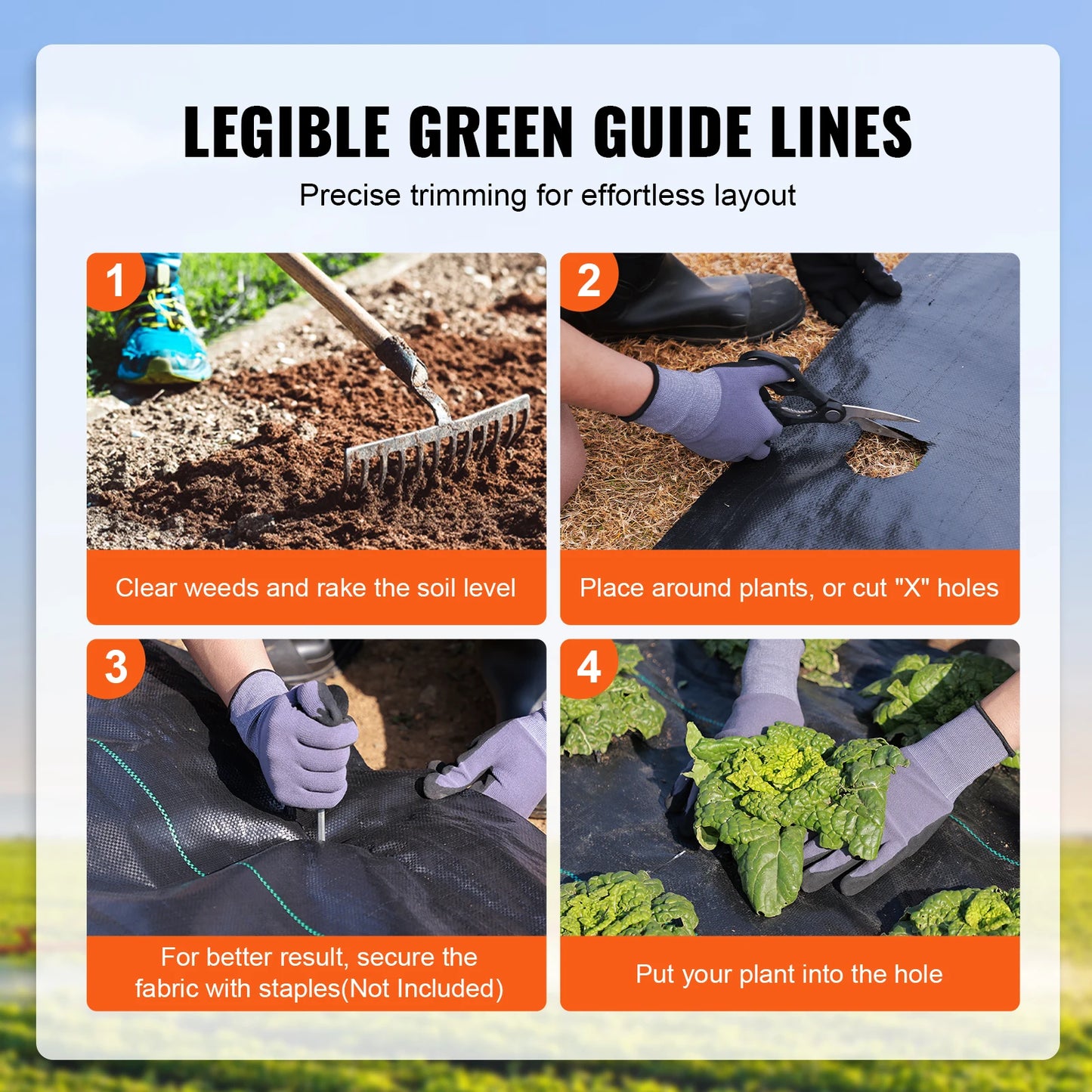 VEVOR Weed Barrier Landscape Fabric High Permeability Woven Geotextile