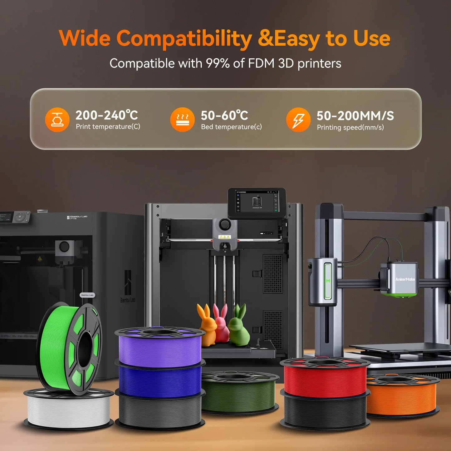 TECBEARS 5kg Random Material 3D Printer Filament PLA PETG Silk