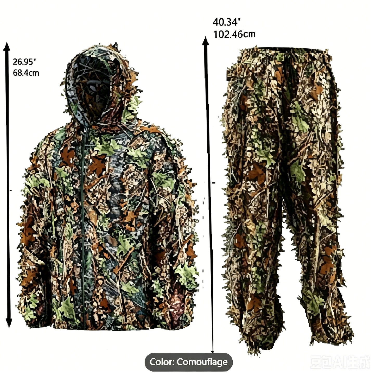 Lightweight Hooded Ghillie Suit With Breathable Camouflage For Hunting