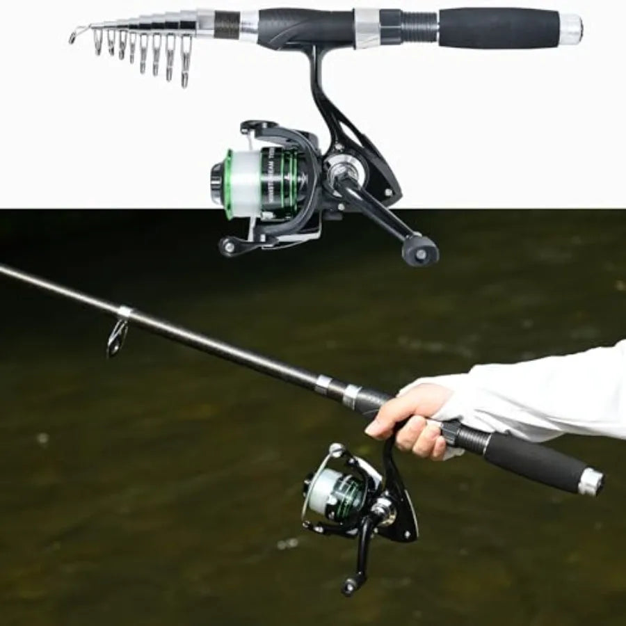 Carbon Fiber Fishing Rod And Spinning Reel Combo Set