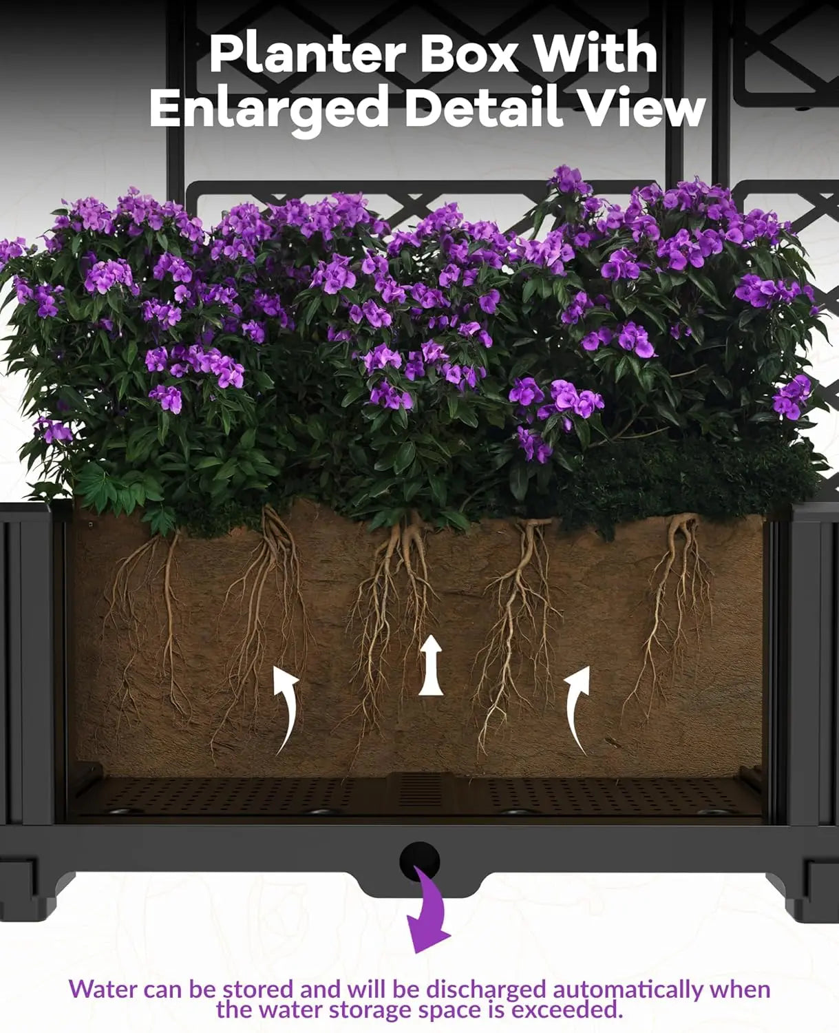 Outdoor Raised Planter Box With Trellis For Climbing Plants And Vegetables