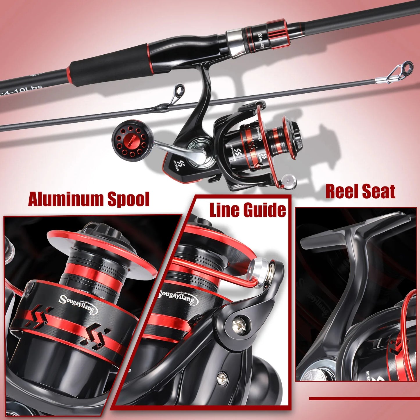 Sougayilang Spinning Rod And Reel Combo Carbon Fiber Travel Kit